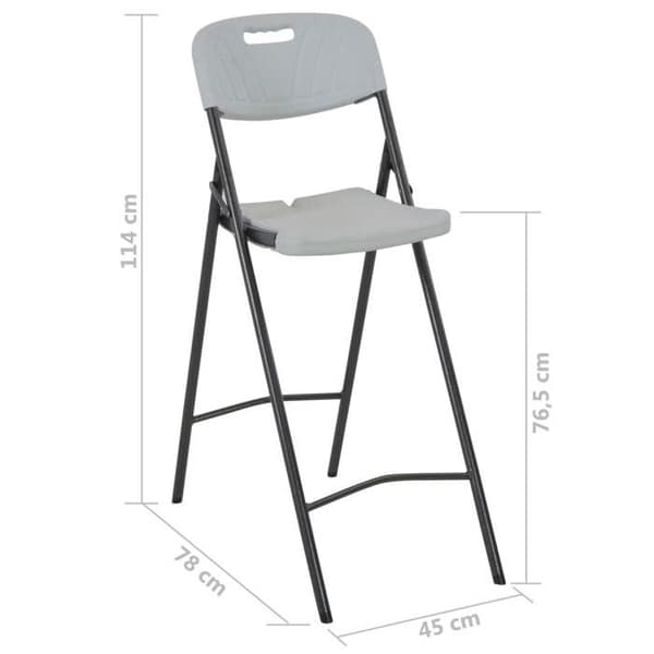vidaXL Fällbara barstolar set om 2 PEHD och stål Vit 44561
