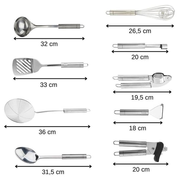 Set med 9 köksredskap - FACKELMANN - Oval - Rostfritt stål