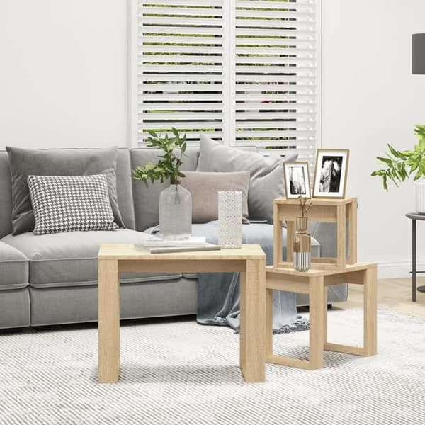 vidaXL häckningsbord 3 st Sonoma Oak Engineered Wood 808606