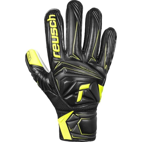 Målvaktshandskar barn Reusch Attrakt Starter Solid Finger Support - svart/säkerhetsgul
