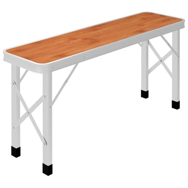 vidaXL Fällbart campingbord med 2 bänkar Aluminium Brun