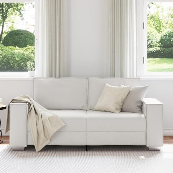 Vit 140 cm sofa loveseat i konstläder