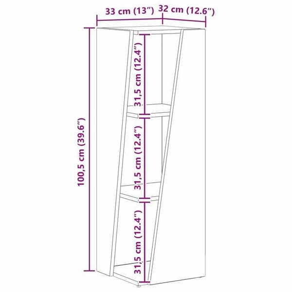 vidaXL Sidohylla Antik trä 33 x 32 x 100,5 cm 892425
