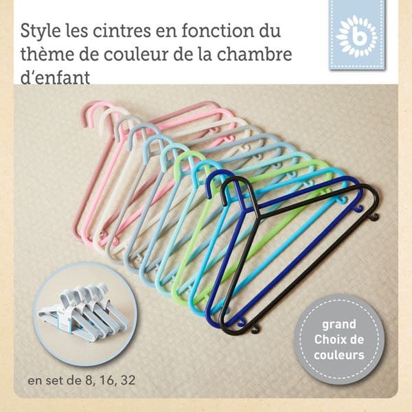 Cintres Barn - BIECO - Blå Is - 8-pack - Högkvalitativ plast - Längd 30 cm