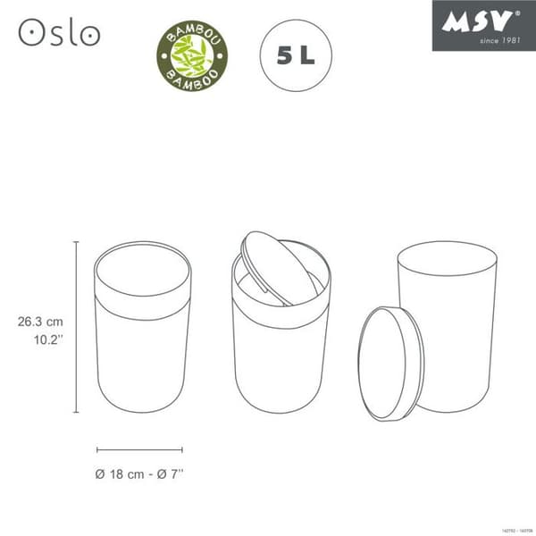 sopholjet med lock PP & Bambou OSLO 5L Svart MSV
