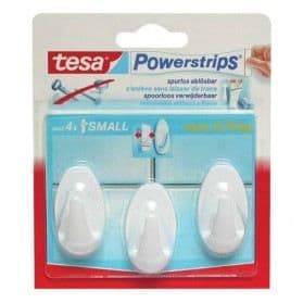 Självhäftande krok - TESA - mini oval - set om 3 - vit - 4 flikar