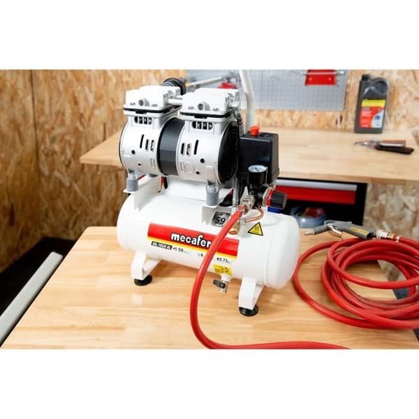 Tyst kompressor - MECAFER - 425513 - 6L - 0,5HP - Grå