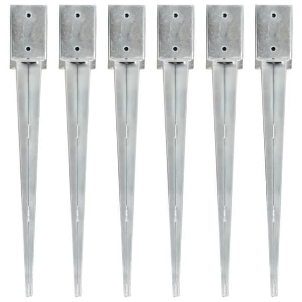 vidaXL Ground Stakes 6 st Silver 9x9x75 cm Galvaniserat stål