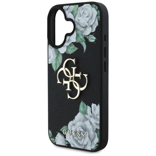 Coque Guess Hardcase 4G Grained Roses Big Logo för iPhone 16 - Svart