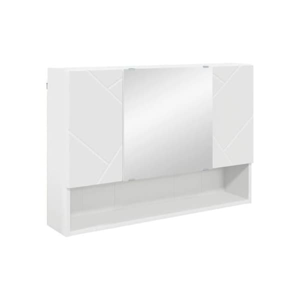 Spegelskåp badrum - vidaXL - Vit - 80x17x55 cm - Ingengörsträ - Väggmontering - 3 gångjärnsdörrar