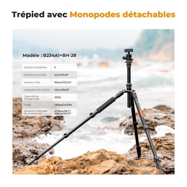 Trépied Monopod 184 cm KF Concept