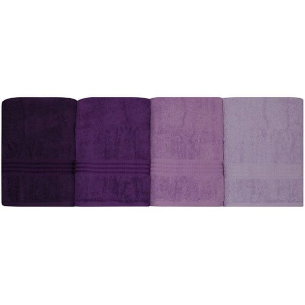 Set med 4 badhanddukar - 70 x 140 cm - Lila