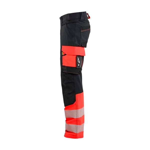 Blaklader Stretch 4D högsynlighetsbyxor - svart/fluoriserande röd