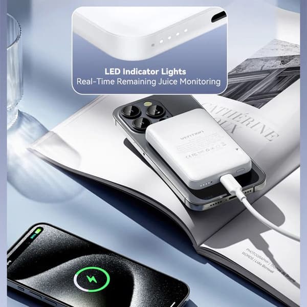 Extern batteri - VENTION - FHSL0 - 5000 mAh - Snabbladdning - 2x Type-C - Blå
