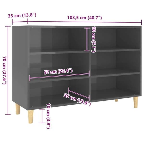 vidaXL Sideboard Blank Grå 103,5x35x70 cm Spånskiva