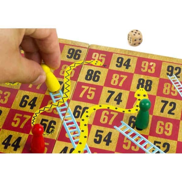 Snakes and Ladders Brädspel - Professor Pussel - Barn - Trä - Brun
