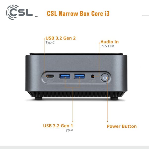 Mini PC - CSL - Smal låda - Core i3 - 32 GB RAM - 1000 GB SSD - Windows 11 Pro