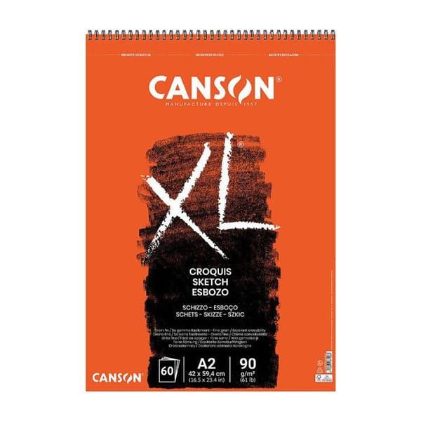 Skissblock - CANSON - XL - A2 - 90 g/m2 - 60 ark, solid baksida, elfenbenspapper