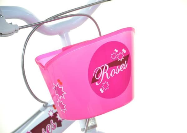 Barncykel - SCH - ROSOR 14'' - Vit - Korg - Ringklocka - Barnstol