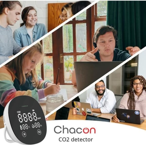 CO2-detektor - CHACON - Kabelansluten - Vit