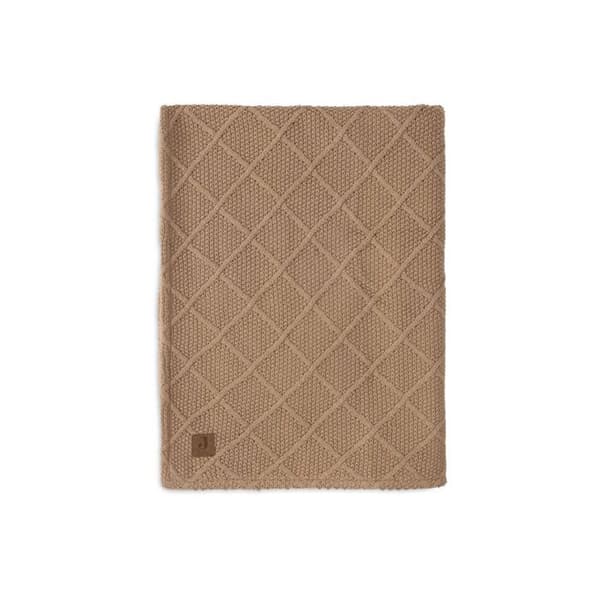 Korgömmad 75x100cm Check Knit - Biscuit/Teddy Fleece