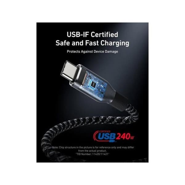 USB-C-kabel - ANKER - Prime - 240W - 1,8m - Grått Flecce