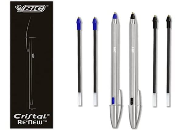Kulspetspenna - Bic - Cristal Renew - Återfyllbar - Medium spets - Elegant förpackning