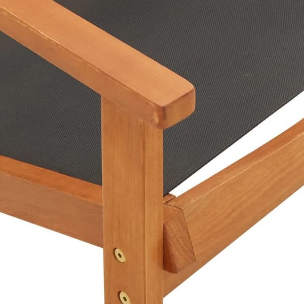 vidaXL Trädgårdsstol Svart Solid Eucalyptus Wood och Textilene