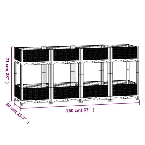 Upphöjd säng - VIDAXL - 160x40x71 cm - Mörkgrå - Rektangulär