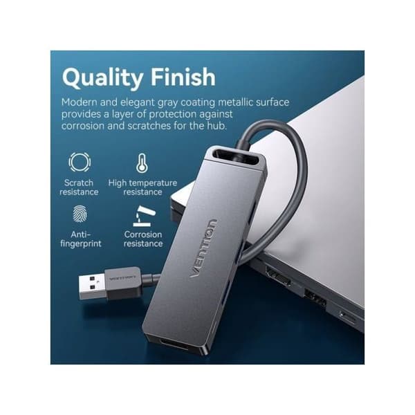 HUB USB 3.0 - VENTION - Svart - Ströminterface - Multifunktionell - Datoraccessoarer