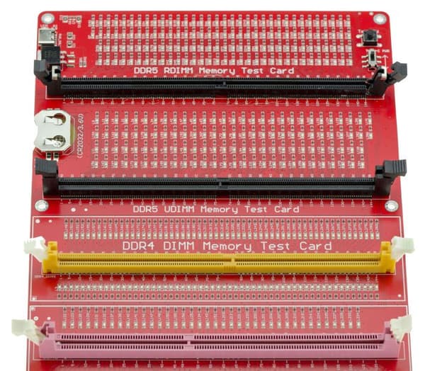Testplåt - DDR3 DDR4 DDR5 - Kontaktkontroll - LED - USB-ström eller batteri