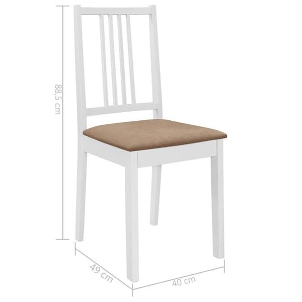 vidaXL Matstolar med kuddar set om 2 vit solid trä 247634