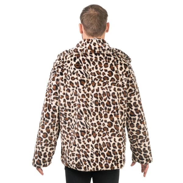 Vuxen leopardmönstrad fuskpälsjacka - XL