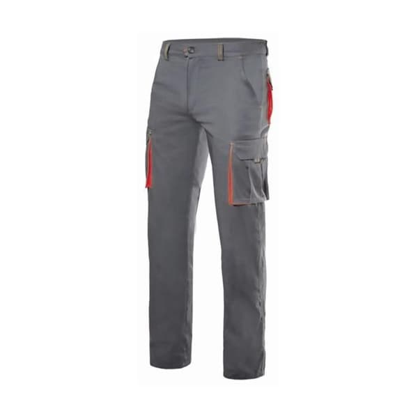 Velilla Stretch arbetsbyxor - grå/röd