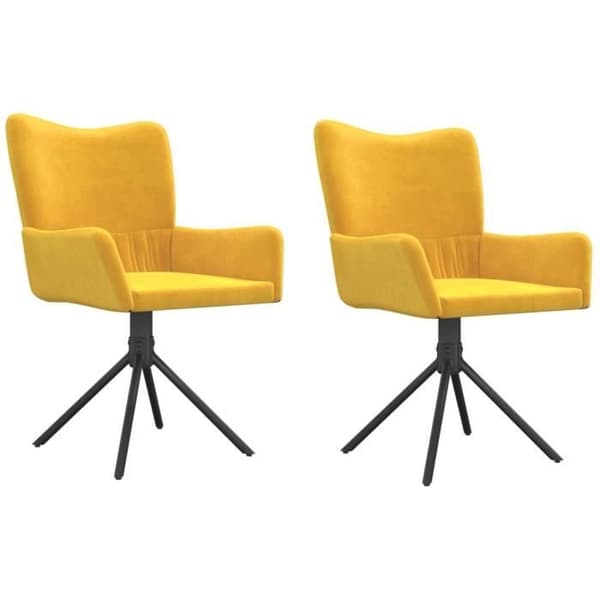 344816 vidaXL Snurrbara matstolar 2 st Gul Sammet