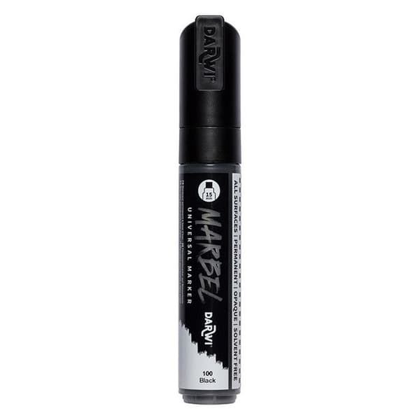 Marker - Akrylfärg - Svart - Permanent - Rektangulär spets 15mm - Marbel - Darwi