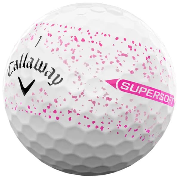 Låda med 12 Callaway Supersoft Splatter 360 golfbollar