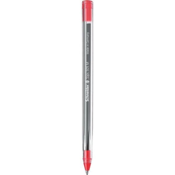 Kulepenna - SCHNEIDER - Tops 505 - Mediumspets - Röd - Transparent kropp