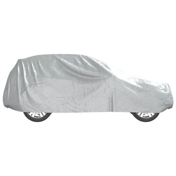 SUV-bilöverdrag med silverfärgade spännband M