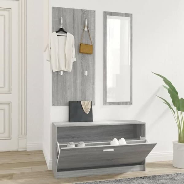 342575 vidaXL Sonoma 3-i-1 Skoskåp Set Grå