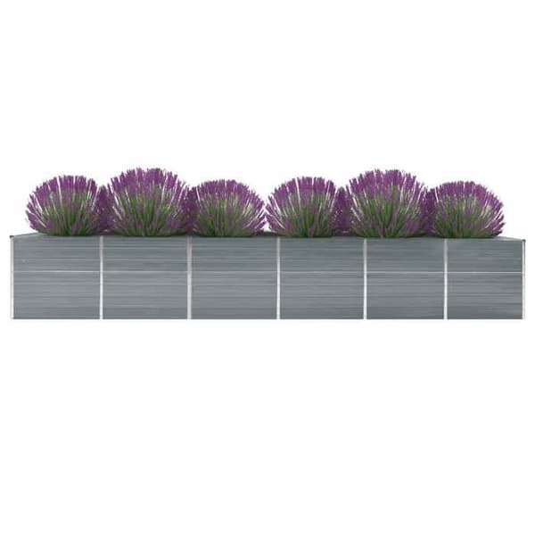 vidaXL Upphöjd trädgårdssäng Galvaniserat stål 480x80x77 cm Grå