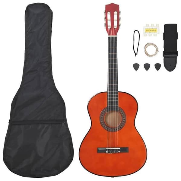 vidaXL klassisk gitarrset för barn och nybörjare 8 st 3/4 36"