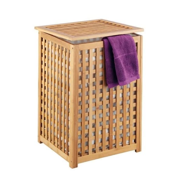 Tvättkorg - ZELLER - Bambu - Brun - Med lock