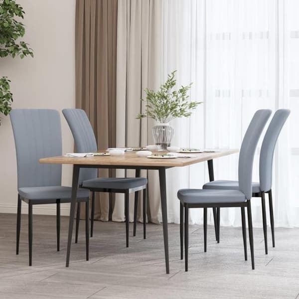 vidaXL Matstolar set om 4 Ljusgrå Sammet, matsalsstol, soffstol, sidostol, stol 326104