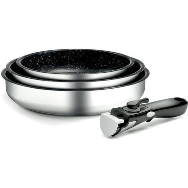 BACKEN Set med 4 kokkärl i rostfritt stål
