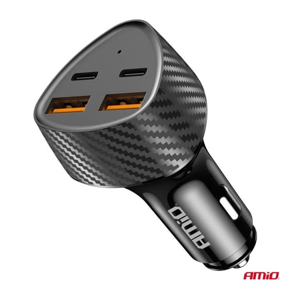Bil-laddare 50 W 2x USB-A + 2x USB-C AMIO-04284