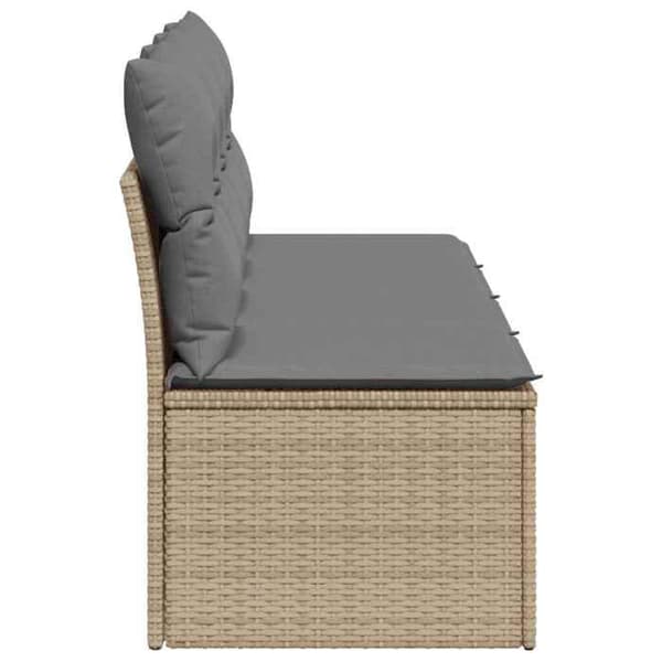 vidaXL trädgårdssoffa med kuddar 4-sits beige hartsrotting 366089