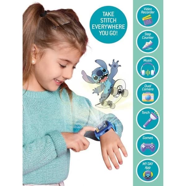 Utbildningsklocka - HI TECH - STITCH - Anpassningsbara urtavlor, 5 interaktiva spel