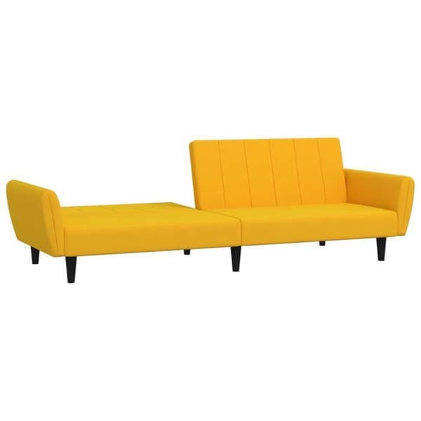 vidaXL Soffa-säng 2 platser gul sammet 375864