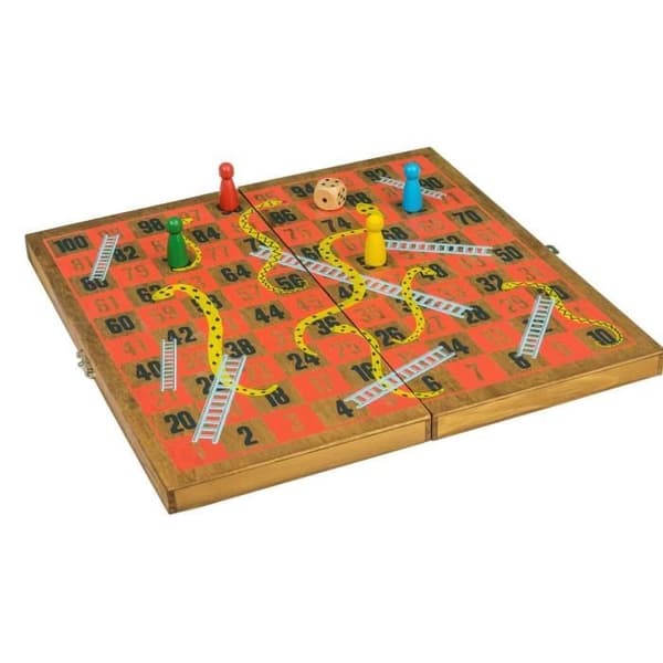 Snakes and Ladders Brädspel - Professor Pussel - Barn - Trä - Brun
